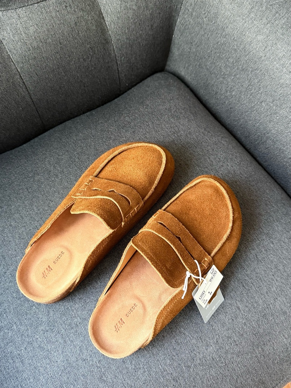 H&M Suede Tan Penny Slip-On Loafers
